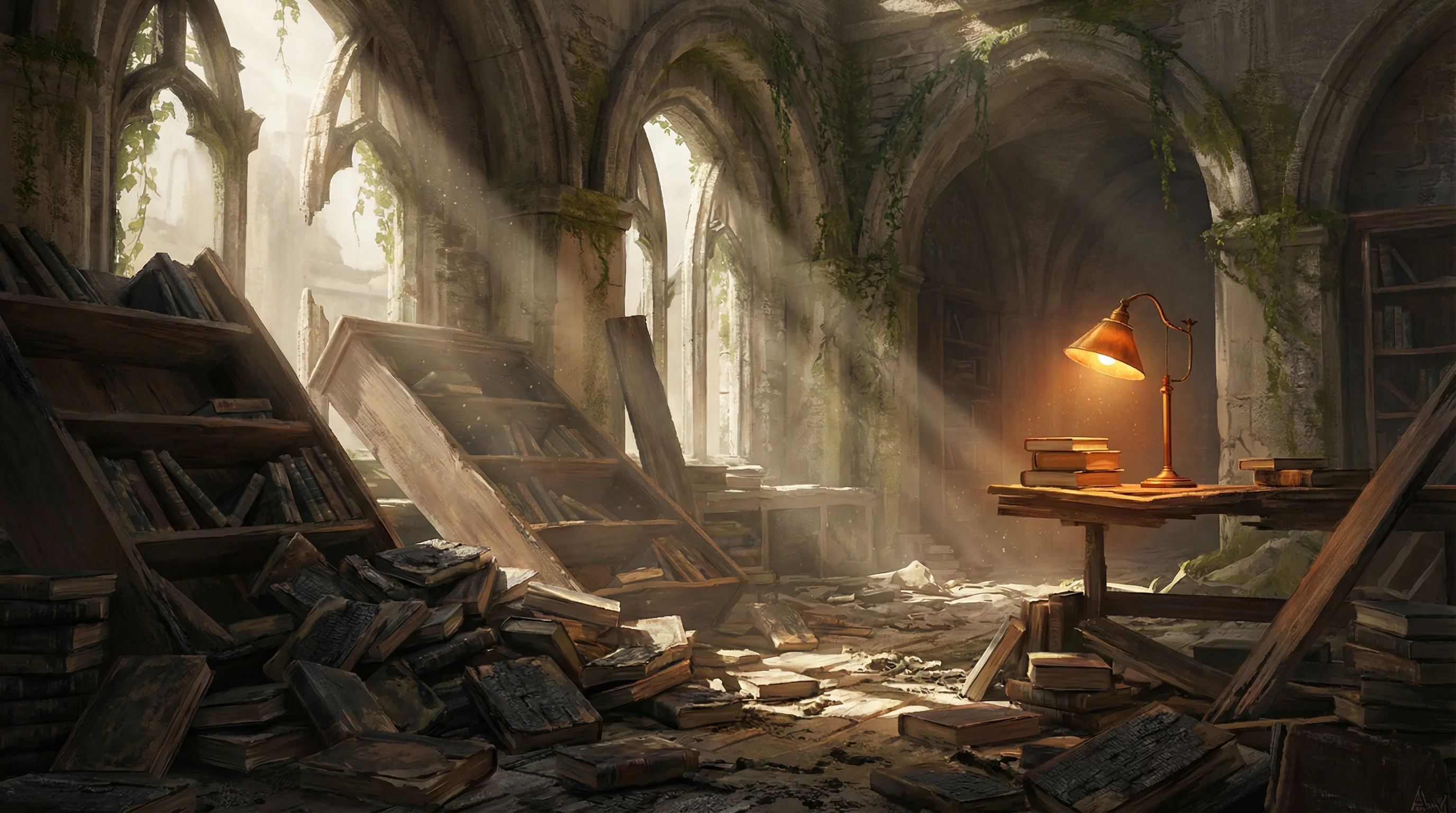 被摧毁的图书馆内部，pg导航 文明遗迹